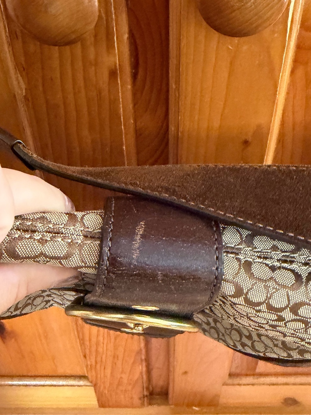 Vintage Coach Soho Signature Shoulder Bag Brown Jacquard Suede Trim Y2K - Picture 3 of 5
